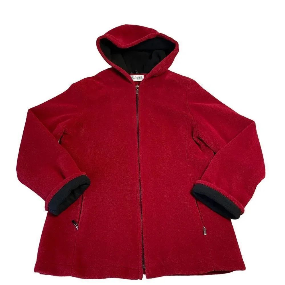 Red and Black Forecaster Fleece Hooded Jacket, lined Size Small